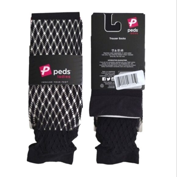 PEDS 8 Pairs Black Fishnet and Solid Black Trouser Socks Women's Size 5- 10 NWT - Picture 5 of 12